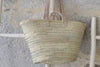 Handmade Straw Beach Basket with Leather Handles