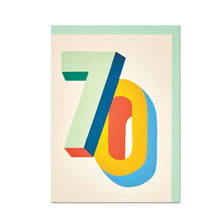  Age 70 Card - Modern Design with Colour Use