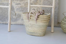  Handmade Straw Beach Basket with Leather Handles