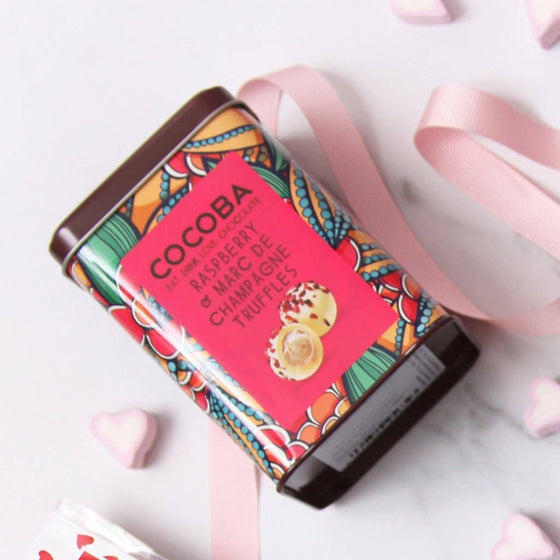 Raspberry and Marc de Champagne Truffles Gift Tin