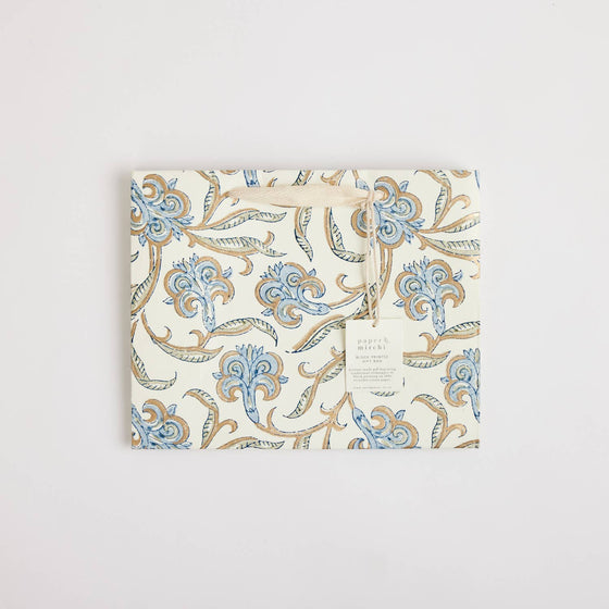 Hand Block Printed Gift Bags (Medium) - Blue Stone - Chobham Flowers #