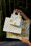 Hand Block Printed Gift Bags (Medium) - Sunshine - Chobham Flowers #