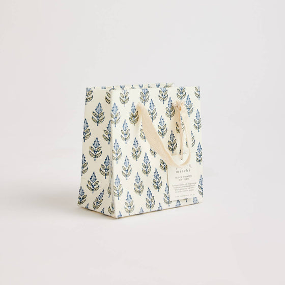 Hand Block Printed Gift Bags (Small) - Blue Stone - Chobham Flowers #