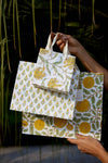 Hand Block Printed Gift Bags (Small) - Sunshine - Chobham Flowers #