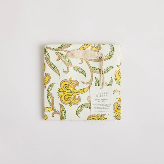 Hand Block Printed Gift Bags (Small) - Sunshine - Chobham Flowers #