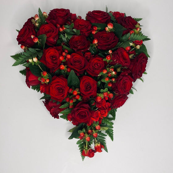 Red Rose Heart - Funeral Flowers - Chobham Flowers #18 inch