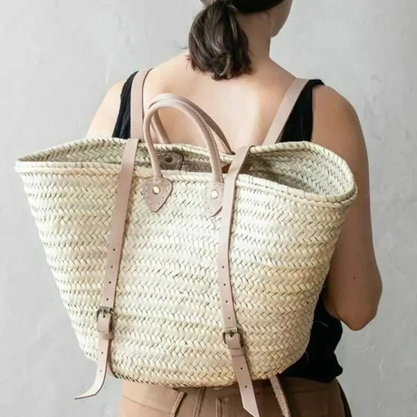 Moroccan Basket straw outlet bag French Basket Backpack french market basket Beach Bag straw bag