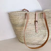 STRAW BAG Handmade Moroccan Basket with Leather - Chobham Flowers #